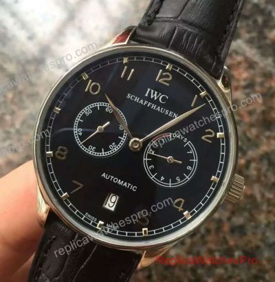 Replica IWC Portuguese 7 Days Power Reserve Watch IW500705 SS Black